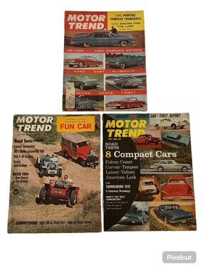 Vintage Motor Trend Magazine Lot 1960 1961 1963 Indy 500 Cars Ford Falcon Tempes